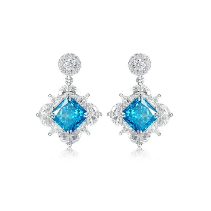 925 Silver Blue Cubic Zirconia Earrings ES2353C1F-2 - Image 1