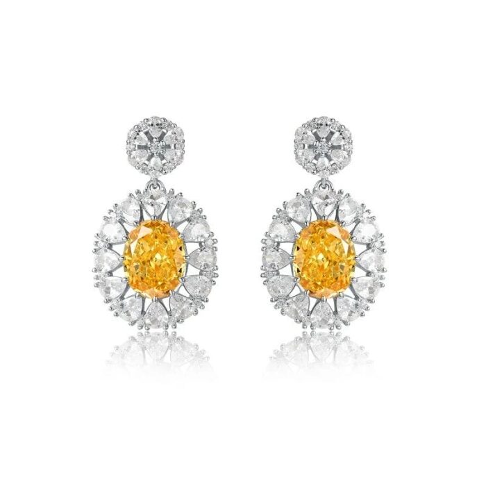 925 Silver Yellow Cubic Zirconia Earrings ES2354C1-2 - Image 1