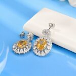 925 Silver Yellow Cubic Zirconia Earrings ES2354C1-2 - Image 2