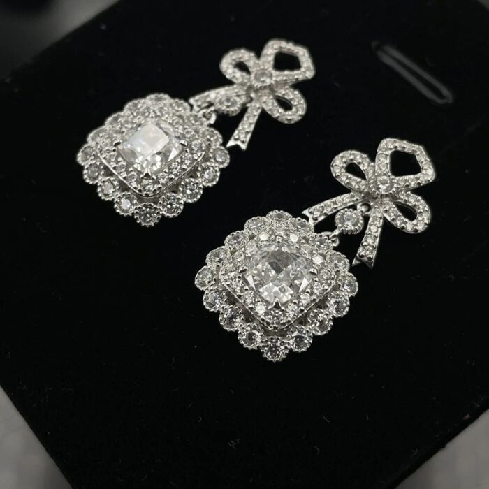 925 Silver Cubic Zirconia G Color Earrings E0698G - Image 4