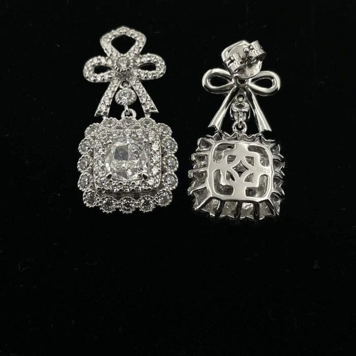 925 Silver Cubic Zirconia G Color Earrings E0698G - Image 5