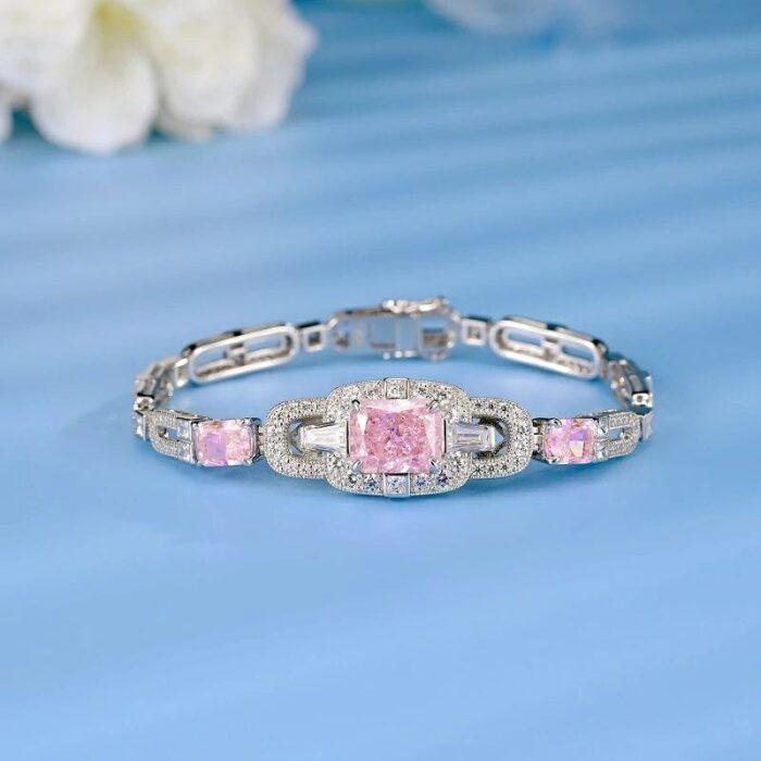 925 Silver Pink Cubic Zirconia Bracelet - Model L0348F - Image 2