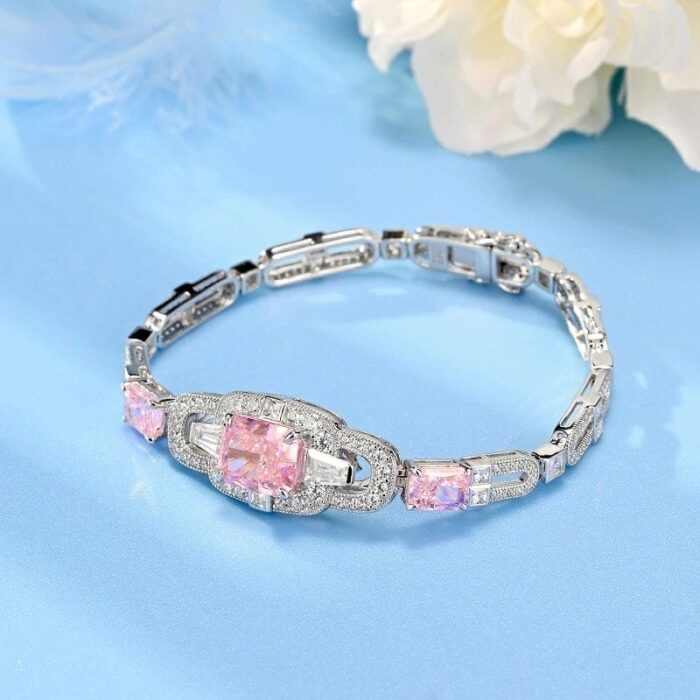 925 Silver Pink Cubic Zirconia Bracelet - Model L0348F - Image 3