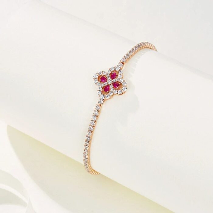 925 Silver Lab-Created Ruby Bracelet - Model L0962 - Image 2