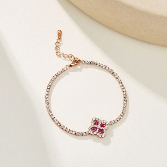 925 Silver Lab-Created Ruby Bracelet - Model L0962 - Image 3