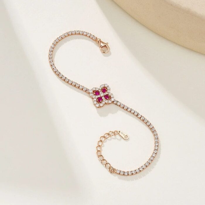 925 Silver Lab-Created Ruby Bracelet - Model L0962 - Image 4