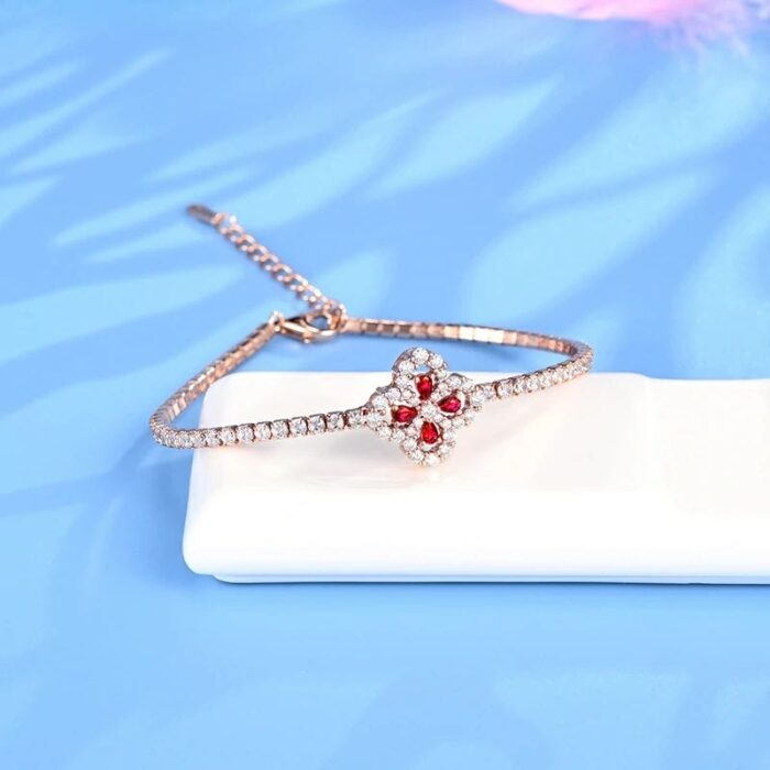 925 Silver Lab-Created Ruby Bracelet - Model L0962 - Image 5
