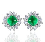 925 Silver Lab-Created Emerald Earrings - Model LSP00228WYCEMA