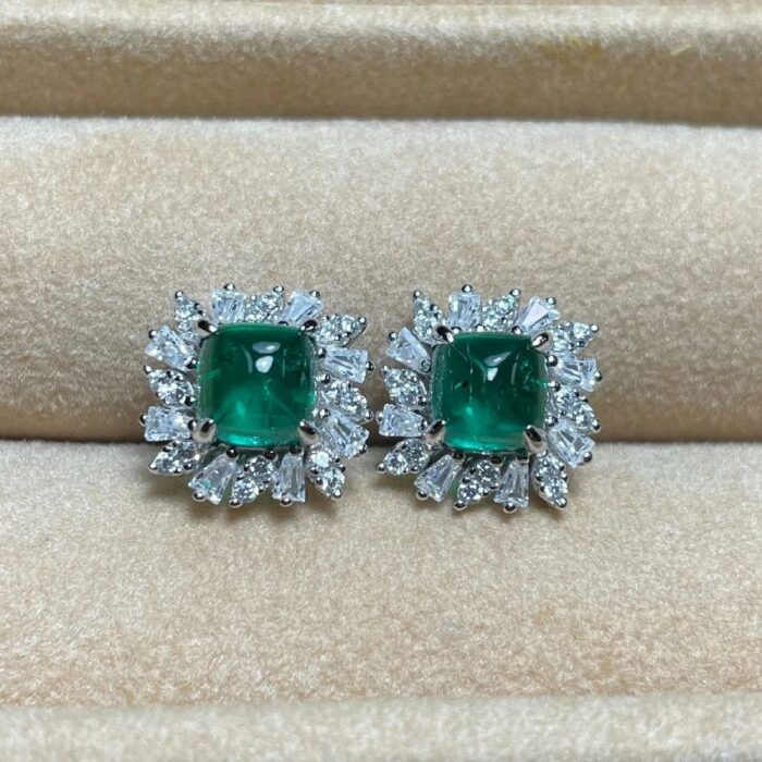 925 Silver Lab-Created Emerald Earrings - Model LSP00228WYCEMA - Image 4