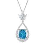 925 Silver Blue Cubic Zirconia Pendant - Model NS0737C1-2 (Chain Not Included)