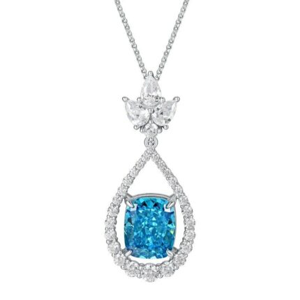 925 Silver Blue Cubic Zirconia Pendant - Model NS0737C1-2 (Chain Not Included)