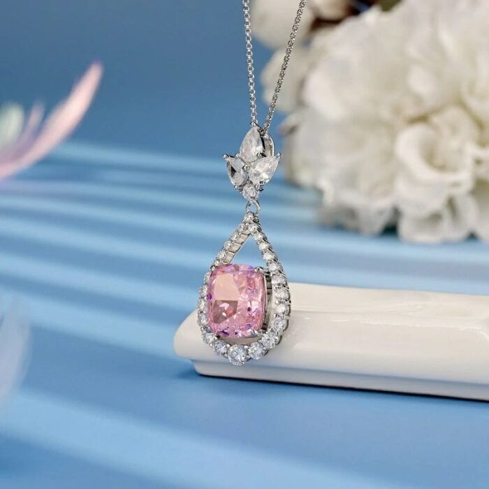 925 Silver Pink Cubic Zirconia Pendant - Model NS0737C1 (Chain Not Included) - Image 2