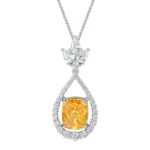 925 Silver Yellow Cubic Zirconia Pendant - Model NS0737C1-3 (Chain Not Included)