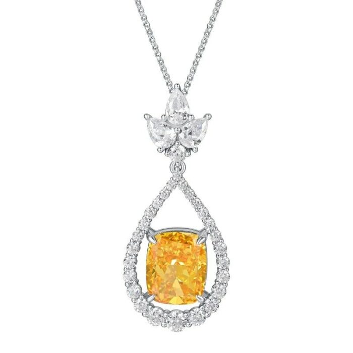 925 Silver Yellow Cubic Zirconia Pendant - Model NS0737C1-3 (Chain Not Included) - Image 1