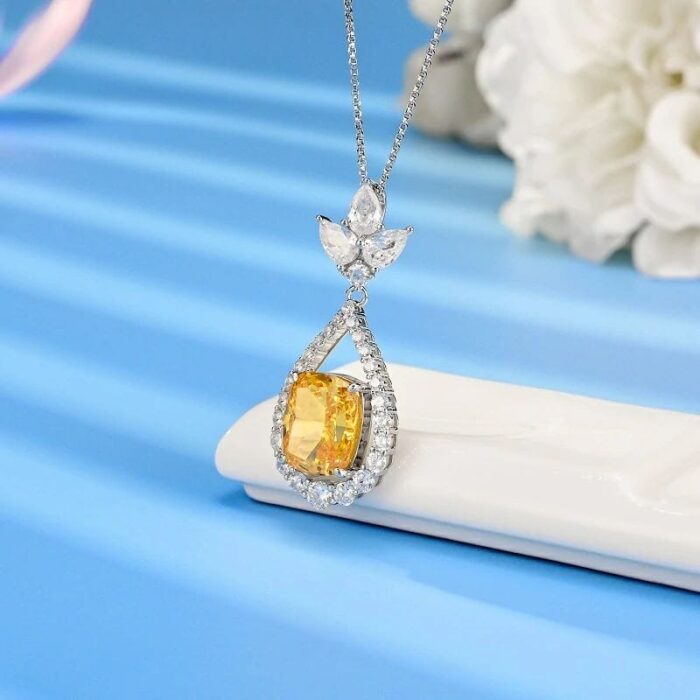 925 Silver Yellow Cubic Zirconia Pendant - Model NS0737C1-3 (Chain Not Included) - Image 2
