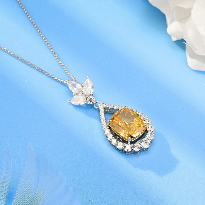 925 Silver Yellow Cubic Zirconia Pendant - Model NS0737C1-3 (Chain Not Included) - Image 3