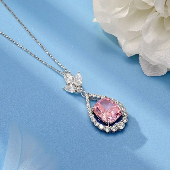 925 Silver Pink Cubic Zirconia Pendant - Model NS0737C1 (Chain Not Included) - Image 3