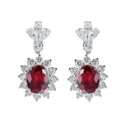 925 Silver Cultured Ruby Earrings P0052—1