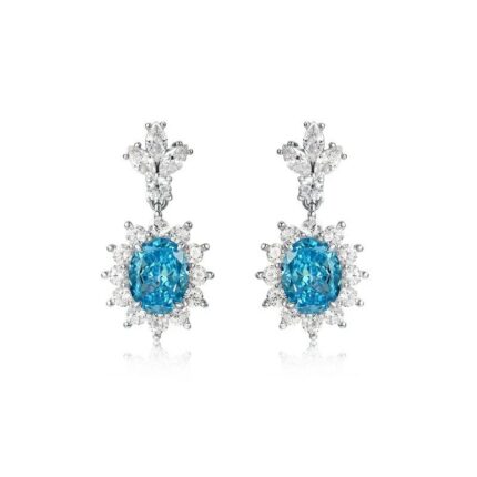 925 Silver Blue Cubic Zirconia Earrings P0052B
