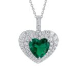 925 Silver Heart-Shaped Emerald Pendant - Model P0076 (Chain Not Included)