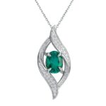 925 Silver Cultured Emerald Necklace P0627