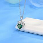 925 Silver Cultured Emerald Necklace P0628 - Image 3