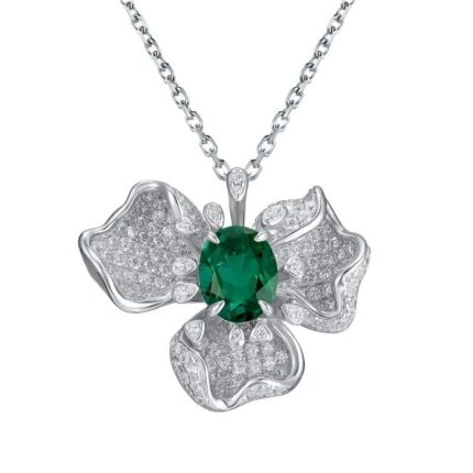 925 Silver Emerald Pendant - Model P0757 (Chain Not Included)