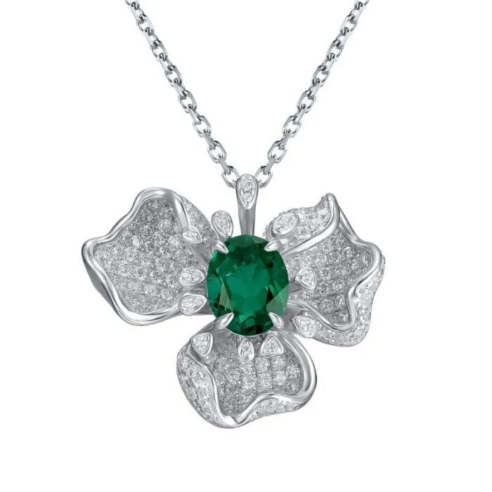 925 Silver Emerald Pendant - Model P0757 (Chain Not Included) - Image 1