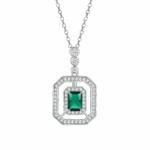 S925 Silver Lab-Created Emerald Necklace - Model P1122