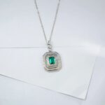 S925 Silver Lab-Created Emerald Necklace - Model P1122 - Image 4