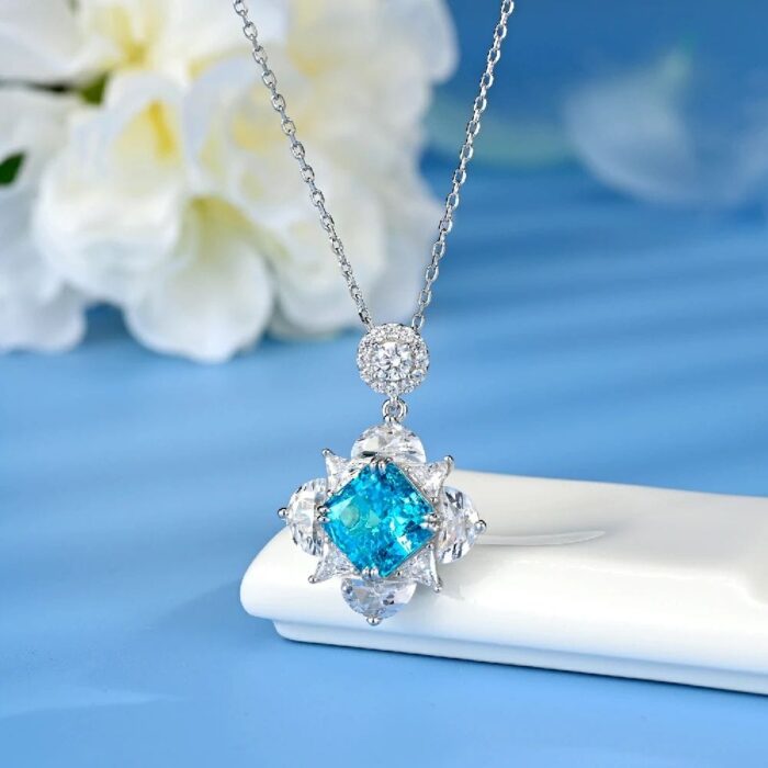 925 Silver Blue Cubic Zirconia Pendant - Model PS1810C1B (Chain Not Included) - Image 2