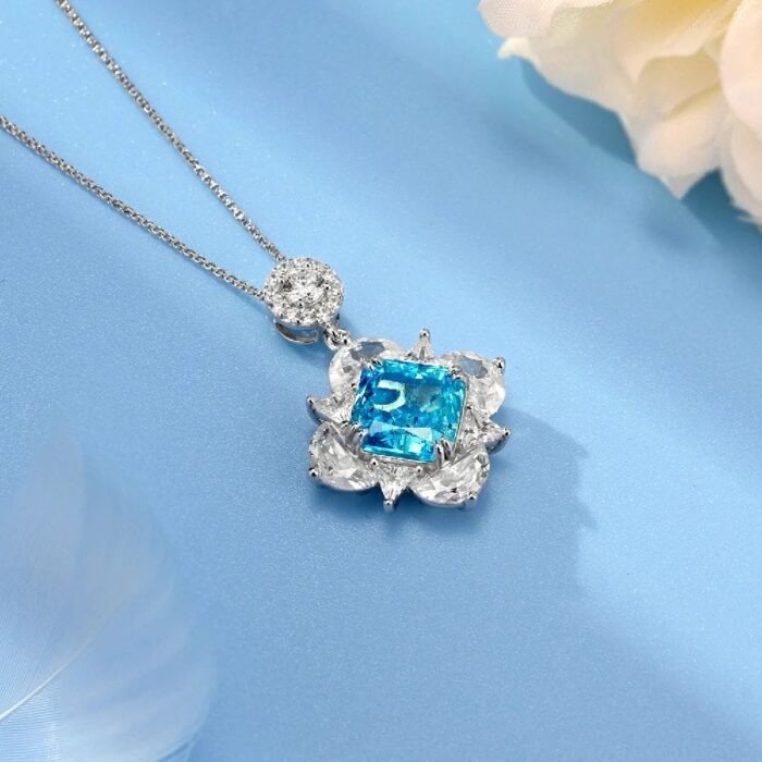 925 Silver Blue Cubic Zirconia Pendant - Model PS1810C1B (Chain Not Included) - Image 3
