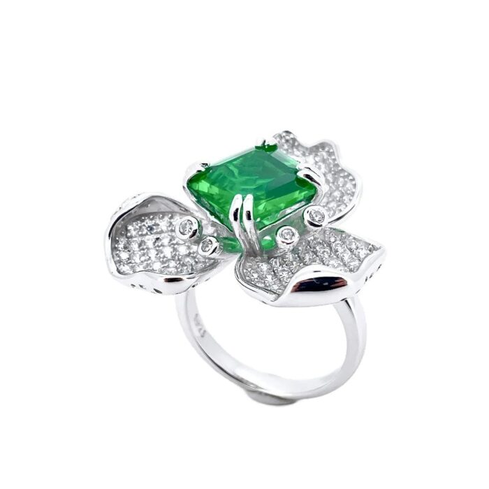 S925 Silver Green Garnet Ring - Model R-112 - Image 1