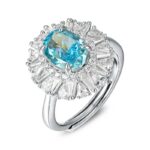 925 Silver Blue Cubic Zirconia Ring - Model R0099B