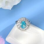 925 Silver Blue Cubic Zirconia Ring - Model R0099B - Image 2