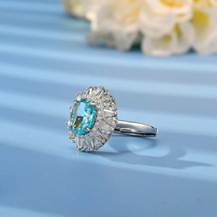 925 Silver Blue Cubic Zirconia Ring - Model R0099B - Image 3