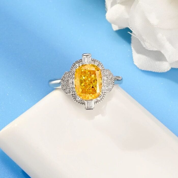 925 Silver Yellow Cubic Zirconia Ring - Model R0588Y - Image 2