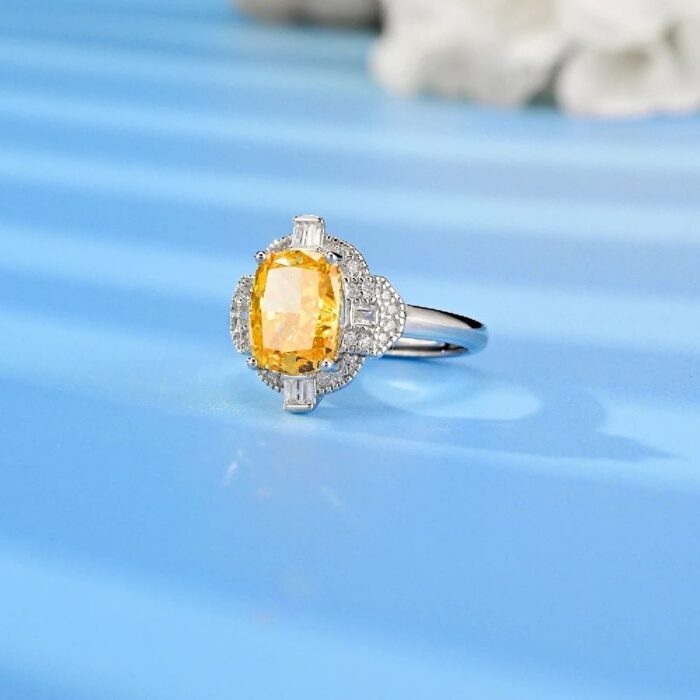 925 Silver Yellow Cubic Zirconia Ring - Model R0588Y - Image 3