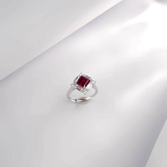 Lab-Created Ruby Ring in 925 Silver - Model R0644R - Image 4