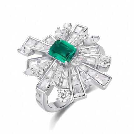 Lab-Created Emerald Ring in 925 Silver - Model R1484