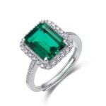 925 Silver Lab-Created Emerald Ring - Model R1578