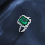 925 Silver Lab-Created Emerald Ring - Model R1578 - Image 2