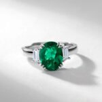 925 Silver Lab-Created Emerald Ring - Model R1607 - Image 2
