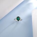 925 Silver Lab-Created Emerald Ring - Model R1607 - Image 4