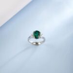 925 Silver Lab-Created Emerald Ring - Model R1607 - Image 5