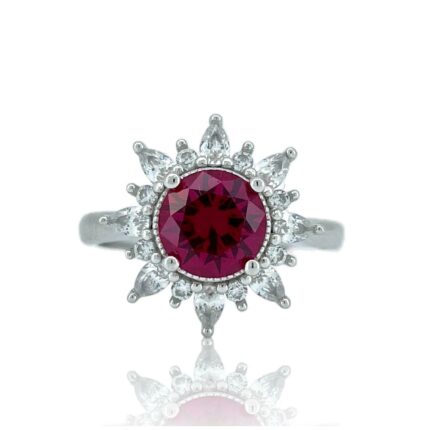 S925 Silver Lab-Created Ruby Ring - Model R1643R