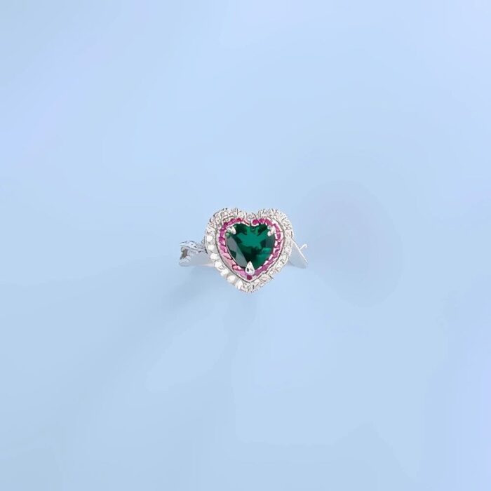 Lab-Created Emerald Ring in 925 Silver - Model R1744 - Image 2