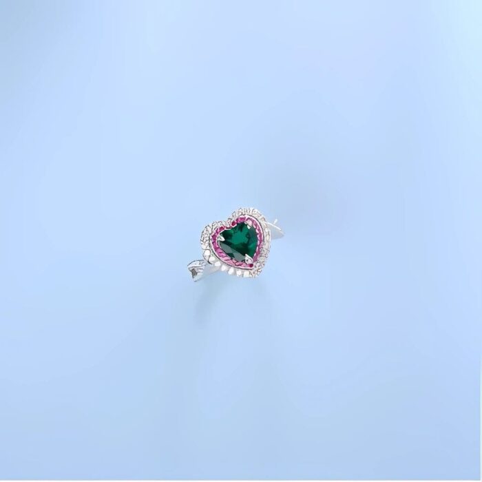 Lab-Created Emerald Ring in 925 Silver - Model R1744 - Image 3