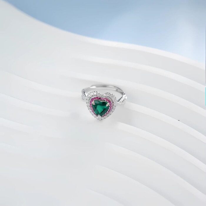 Lab-Created Emerald Ring in 925 Silver - Model R1744 - Image 4