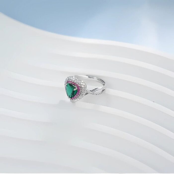 Lab-Created Emerald Ring in 925 Silver - Model R1744 - Image 5